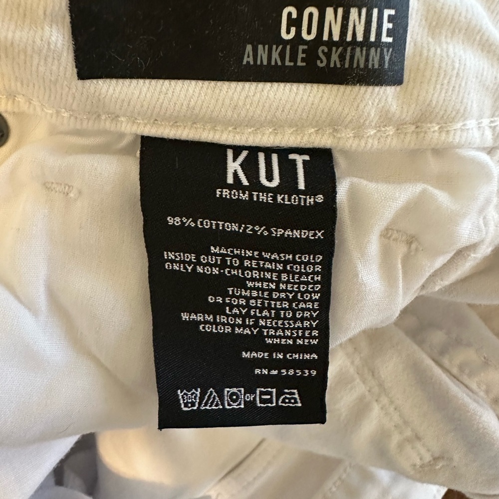 UEC👖KUT👖 from the cloth Connie High Rise Slim Fit Ankle Skinny White size 4 - Picture 6 of 7